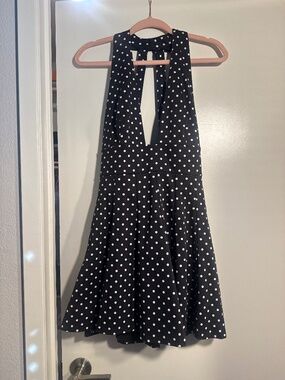 Polka dot halter mini dress
